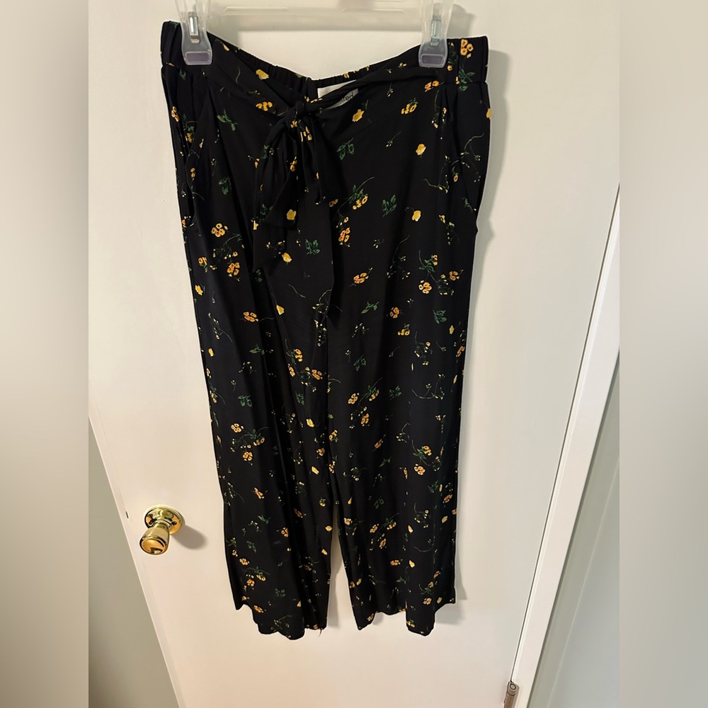 Wilfred Black Floral Wide Leg Pants with Tie